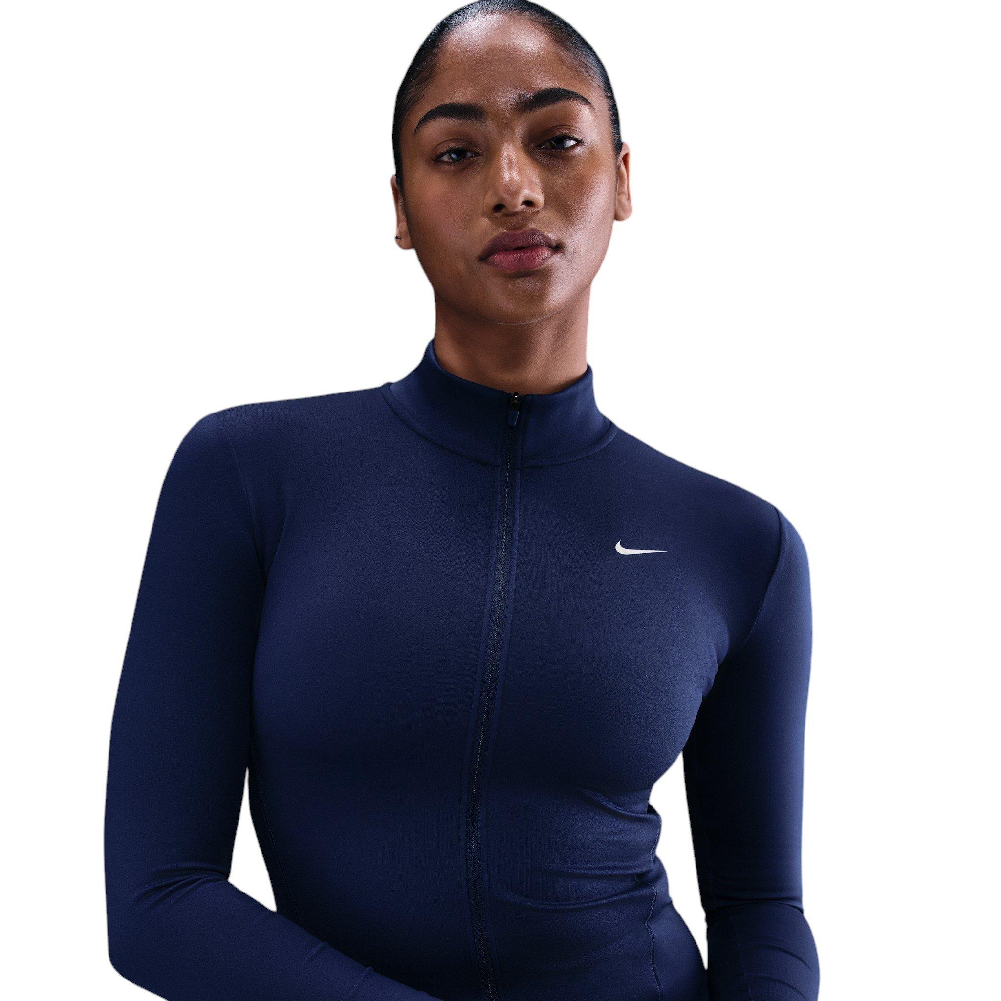 Nike Women's One Fitted Dri-FIT Full-Zip Jacket - Navy/White - NAVY/WHITE